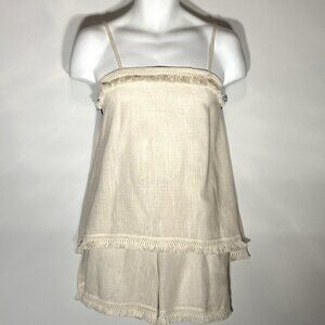 Chic Me SZ L Natural Gauzy 2pc. Camisole & Short Boho Beach Vacation Resort